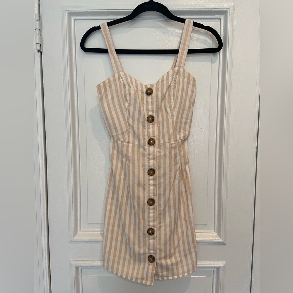 Abercrombie & Fitch Striped Mini Dress - Cream and White